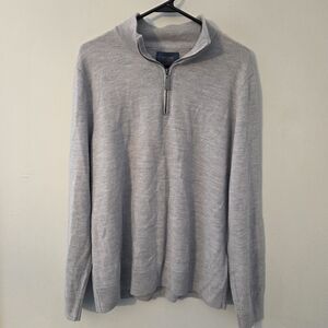 Fairlane Quarter‎ Zip Pullover Sweater Men's XL Heather Grey 100% Merino Wool